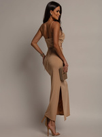 Dopasowana Sukienka Brendy midi camel