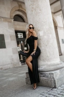 ELEGANCKA SUKIENKA MAXI Grace  BROKATOWA- CZARNA