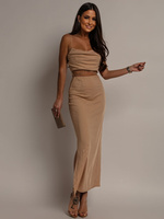 Dopasowana Sukienka Brendy midi camel