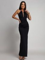 ELEGANCKA SUKIENKA MAXI  ZE ZDOBIENIEM Yoko czarna