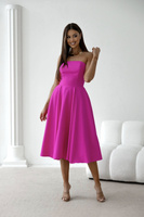Elegancka gorsetowa midi Sukienka Anabel fuksja