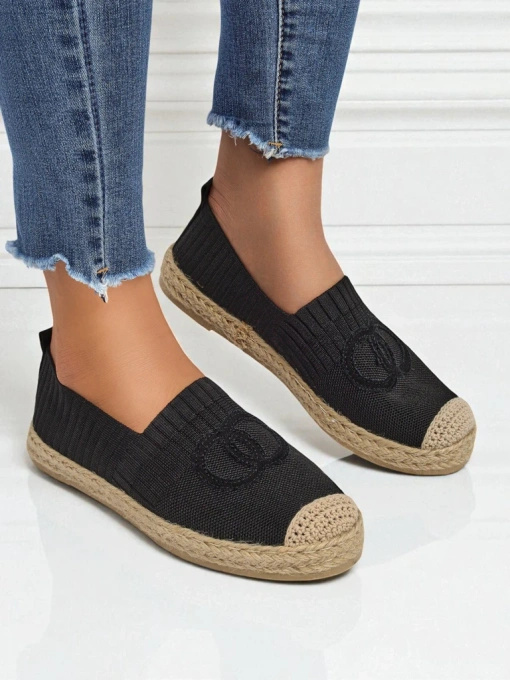 Damskie espadryle płaski obcas czarne 