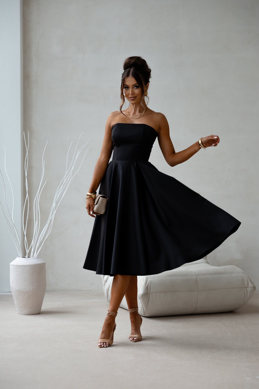 Elegancka gorsetowa midi Sukienka Anabel czarny