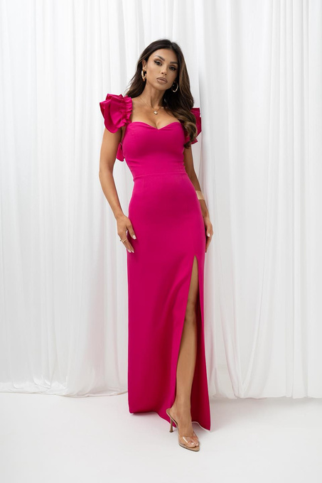 Elegancka dopasowama sukienka Hiszpanka Ruby fuksja