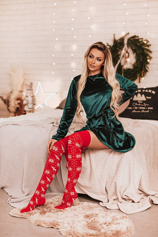 Sukienka Świąteczna VELVET EMERALD SHINE 