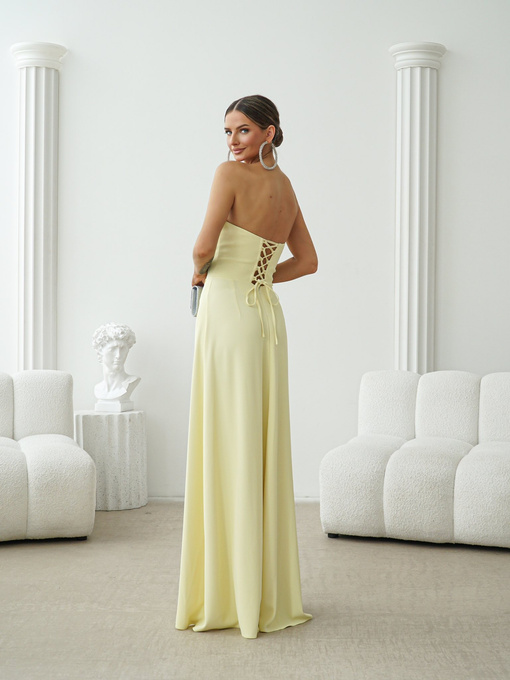 Elegancka Sukienka Maxi wieczorowa  Pola zólta