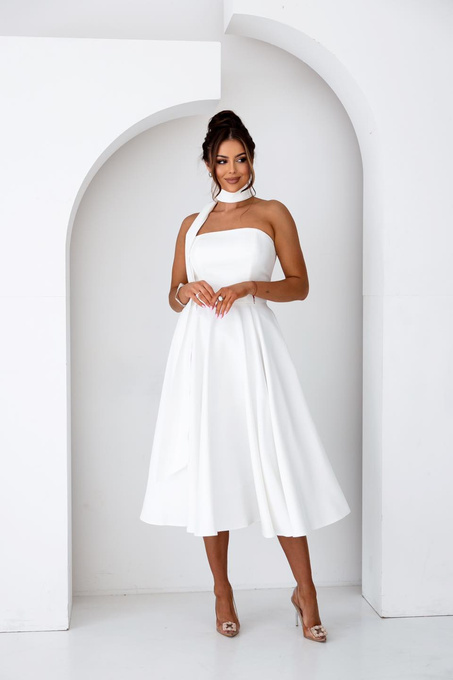 Elegancka gorsetowa midi Sukienka Asti biały