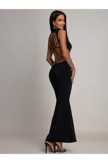 Elegancka sukienka maxi z odkrytymi plecami Sensuelle czarna