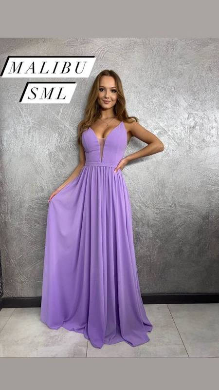 Elegancka MAXI Sukienka tiulowa Malibu- lilla